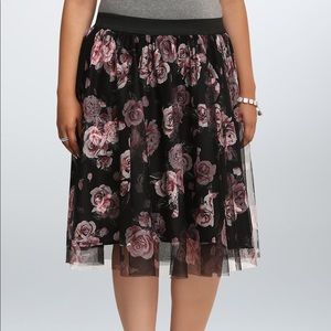 Torrid Floral Tulle Midi Skirt size 1